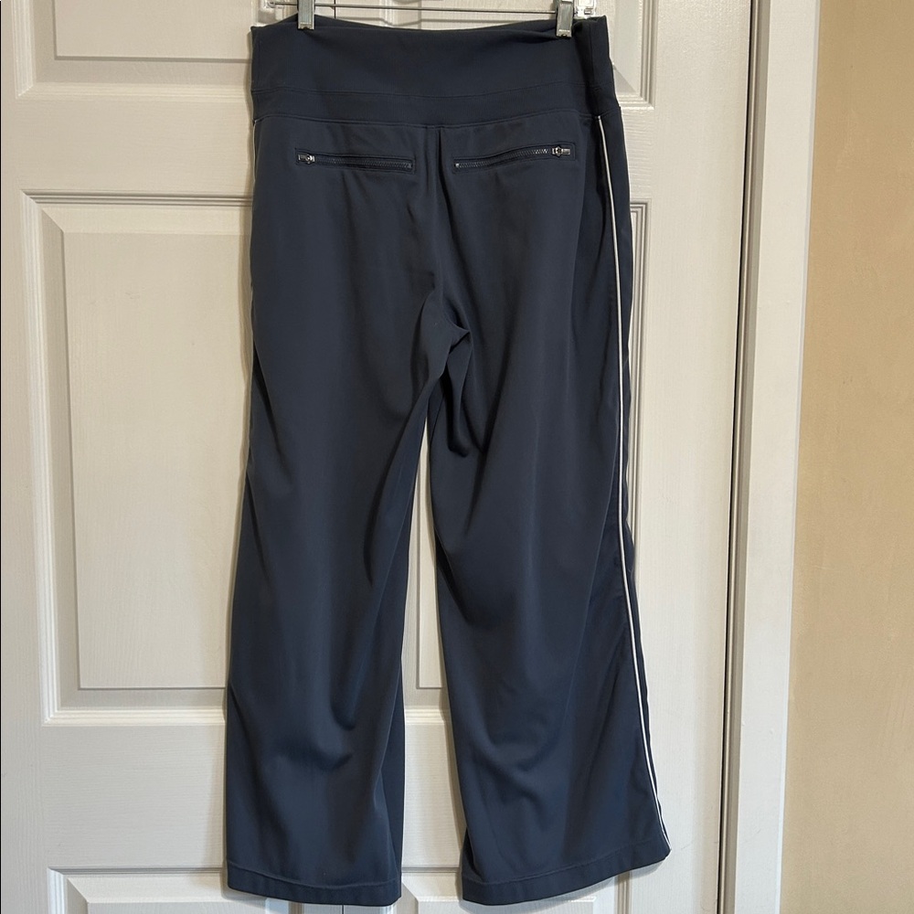 Athleta Gray High-Rise Wide-Leg Performance Pants with White Trim - Picture 5 of 6